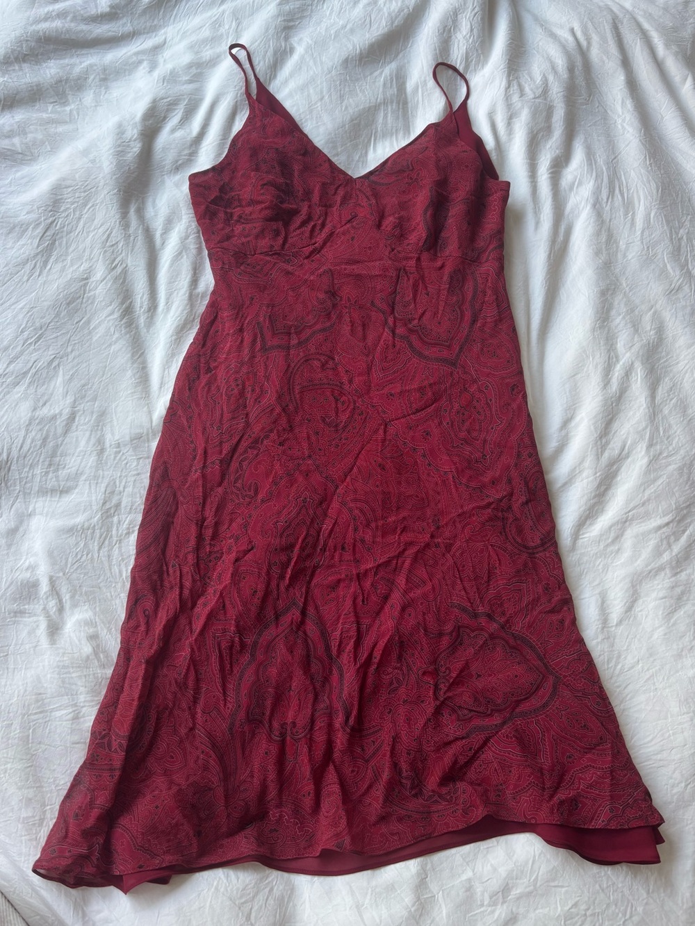 Vintage Ann Taylor Red Paisley Slip Dress